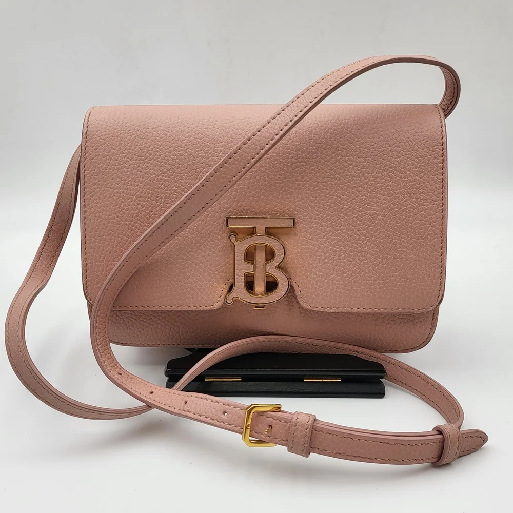 Burberry TB Logo-Plaque Calf Leather Shoulder Bag.. Authentic - Picture 1 of 16